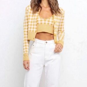 Petal & Pup Yellow Checkered Crop Top Set